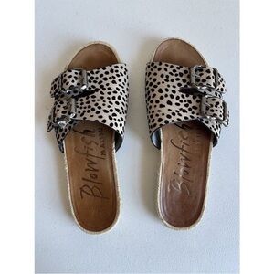 Blowfish Malibu Leopard Cheetah Espadrille Flat Slide Sandals Sz 7.5